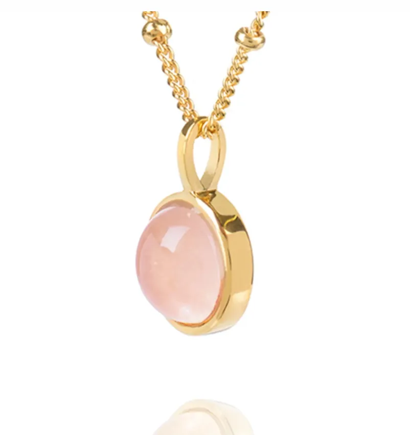 Daisy London Rose Quartz Healing Stone Necklace 18Ct Gold Plate HN1005_GP