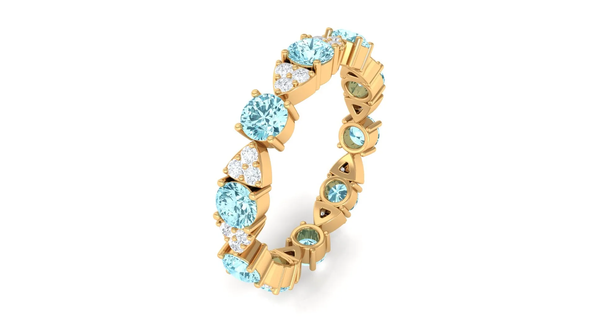 Designer Aquamarine and Diamond Eternity Ring