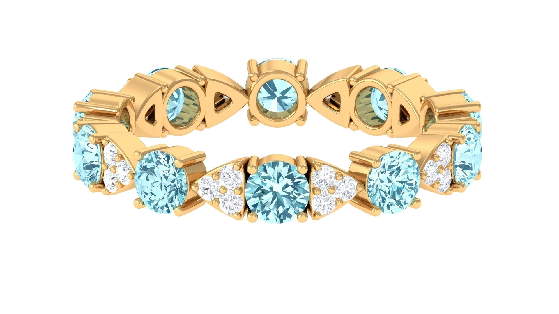 Designer Aquamarine and Diamond Eternity Ring