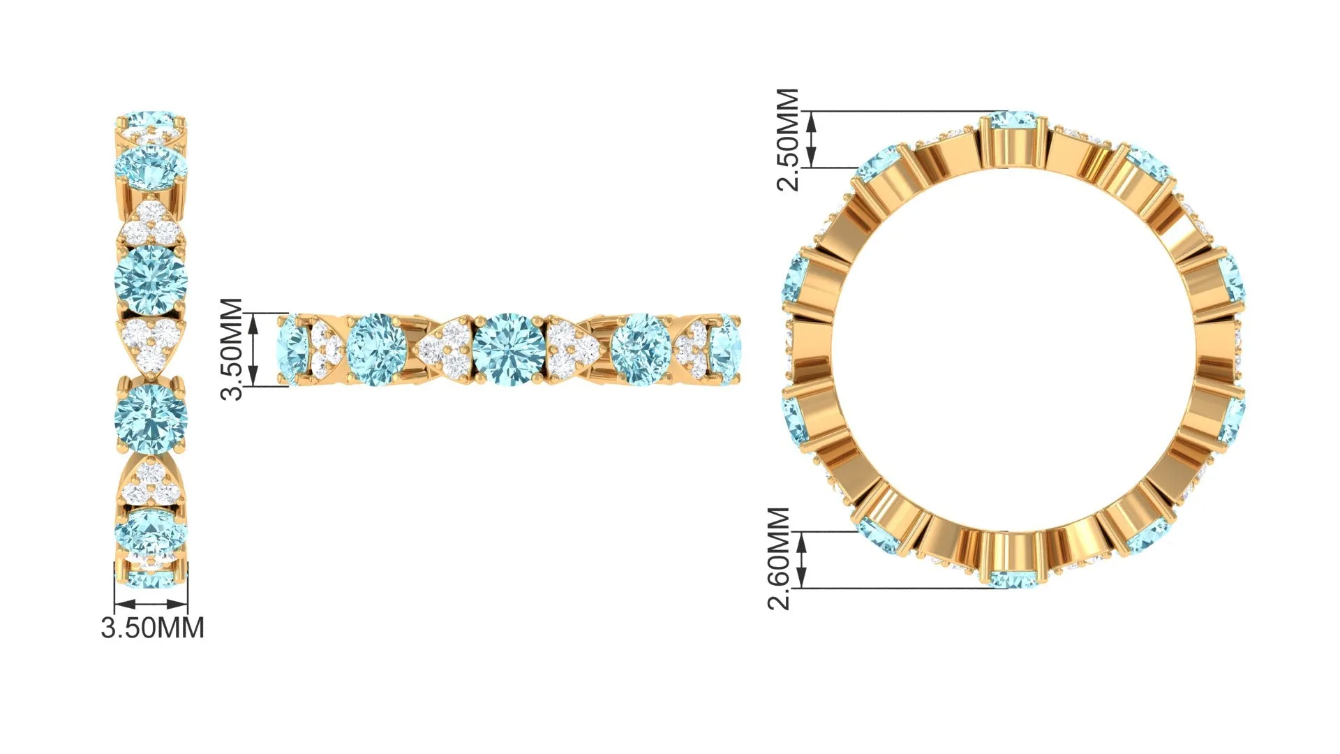 Designer Aquamarine and Diamond Eternity Ring