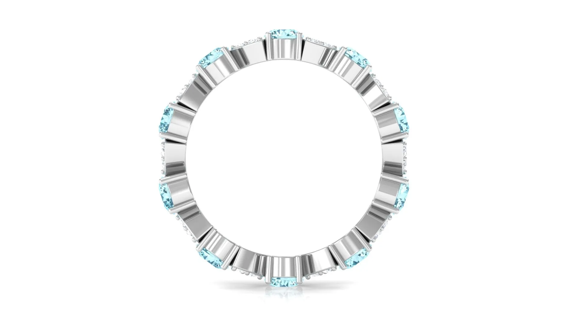 Designer Aquamarine and Diamond Eternity Ring