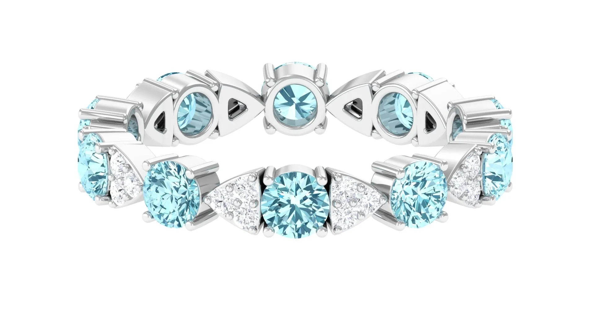 Designer Aquamarine and Diamond Eternity Ring