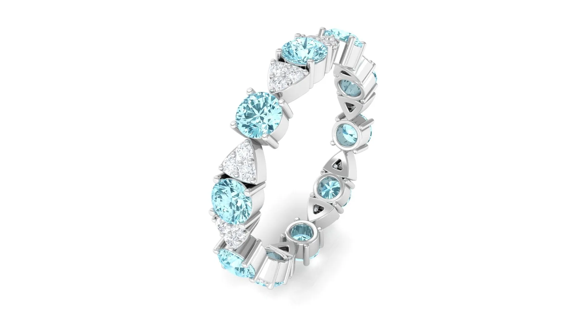 Designer Aquamarine and Diamond Eternity Ring