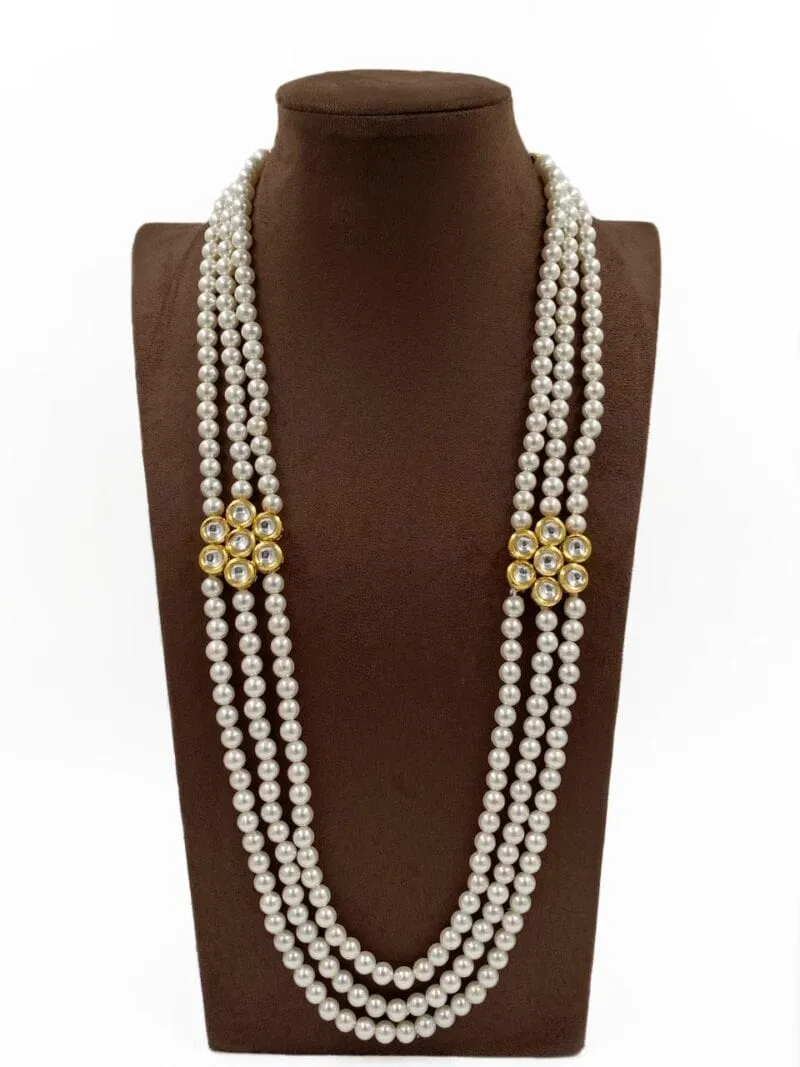 Designer Multi Layered Beaded Shell Pearls And Kundan Mala For Men And Women