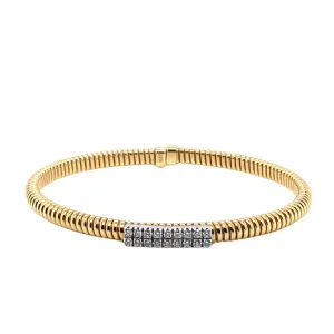 Diamond Double Bar Cuff Bangle Bracelet