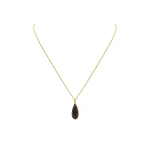 Druzy Collection - Petite Raven Quartz Drop Necklace