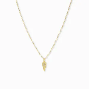 elongated pave heart charm necklace