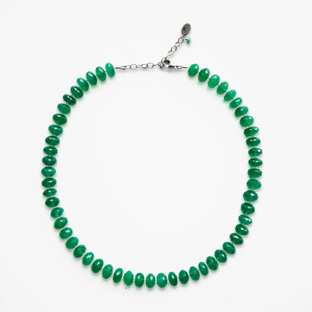 Emerald Green Chalcedony Gemstone Necklace