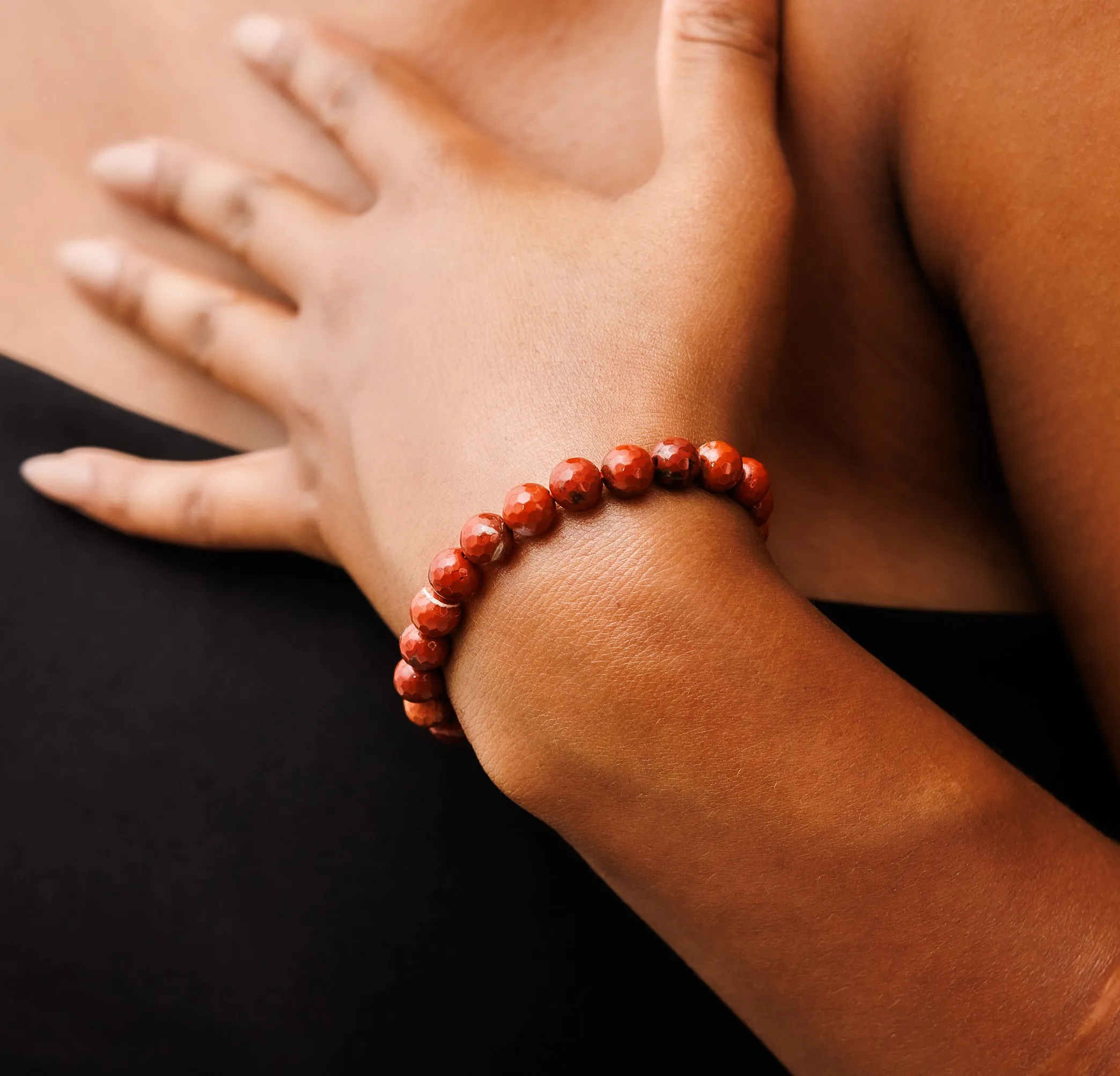 Faceted Red Jasper Natural Gemstone Bracelet