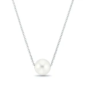 Floating Freshwater Pearl Necklace On Sterling Silver Chain