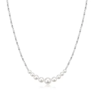 Freshwater White Pearl Silver Shards Necklace