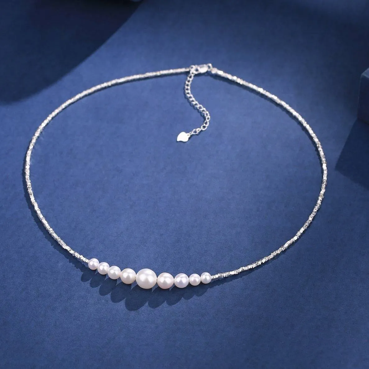 Freshwater White Pearl Silver Shards Necklace