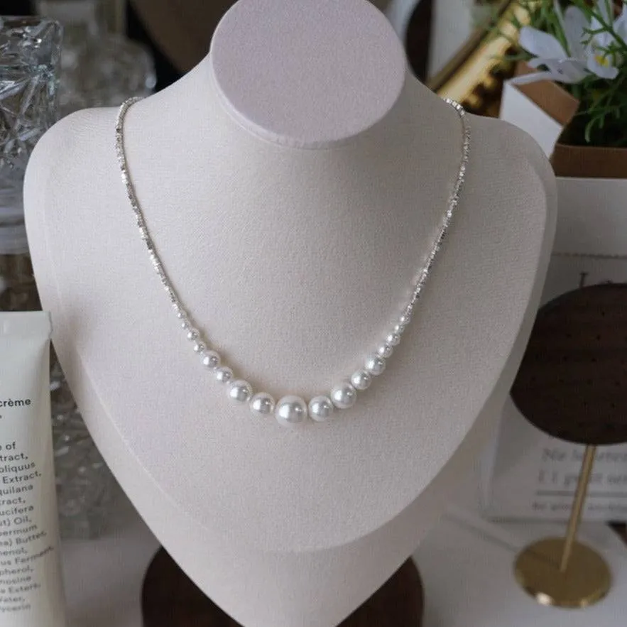 Freshwater White Pearl Silver Shards Necklace