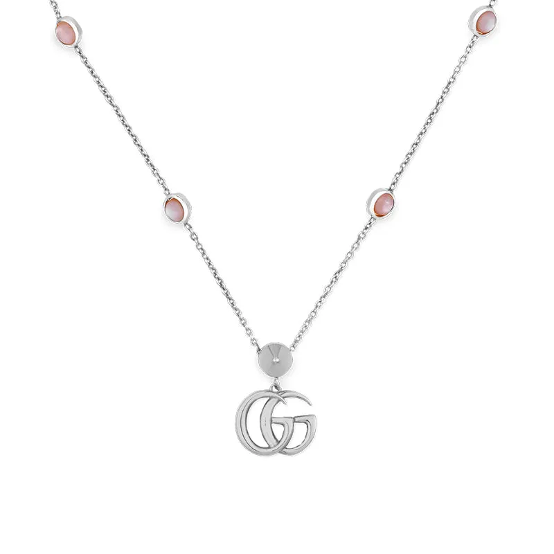 GC GG Marmont Sterling Silver Pink Mother of Pearl Necklace D