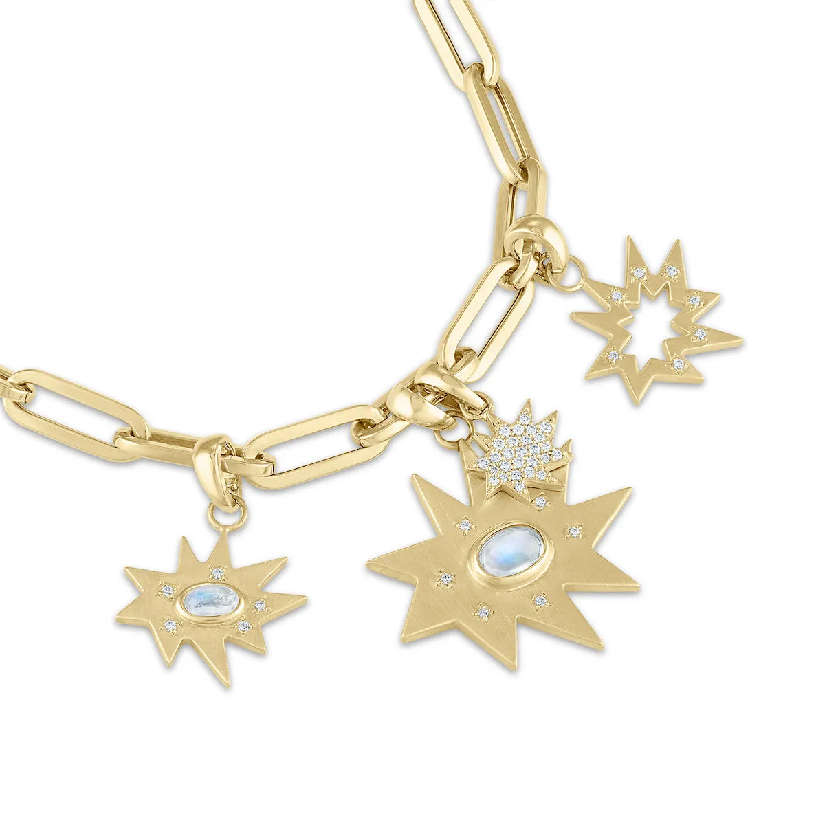 Gold Midi KAPOW! Charm with Moonstone