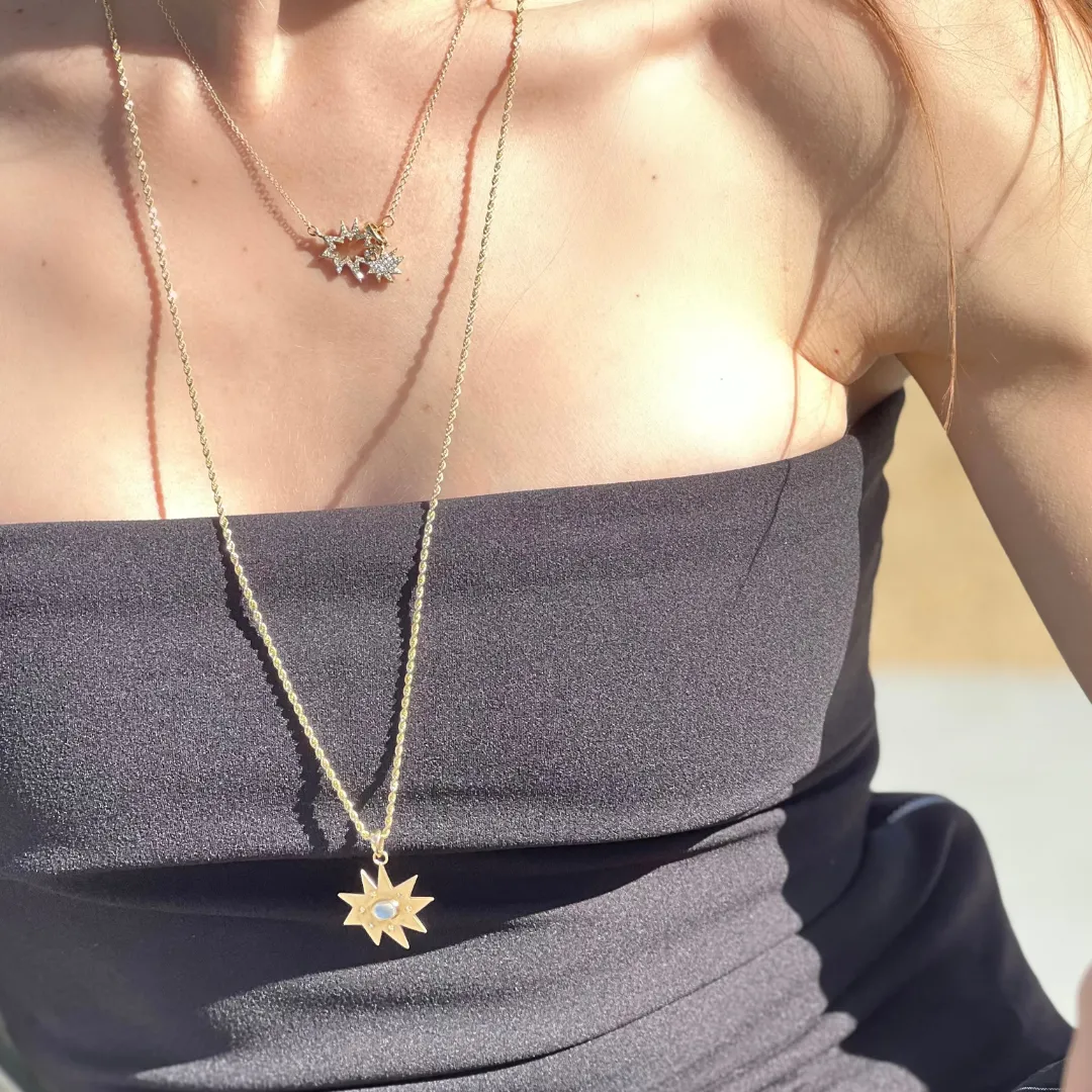 Gold Midi KAPOW! Charm with Moonstone