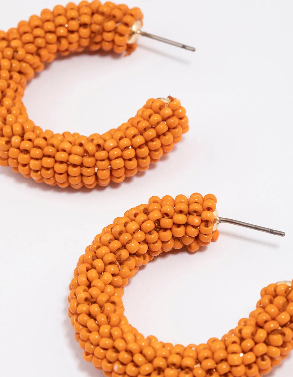 Gold Seed Beaded Hoop Earrings