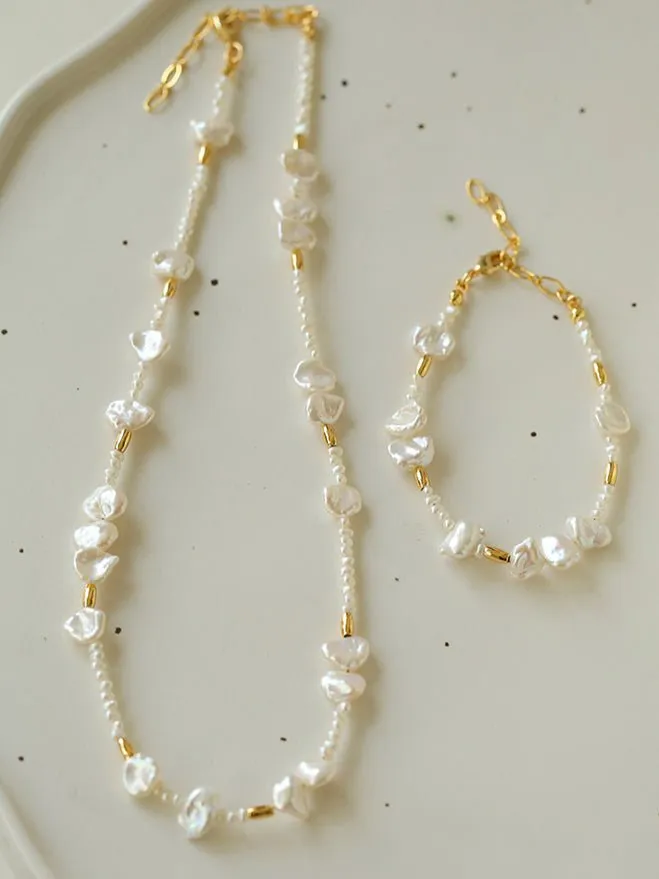 Golden Fusion Baroque Pearl Necklace