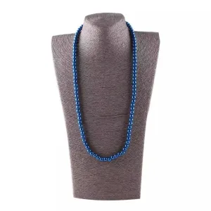 Great Gatsby 1920's Flapper Faux Pearl 8mm Necklace - Royal Blue (Style 2)