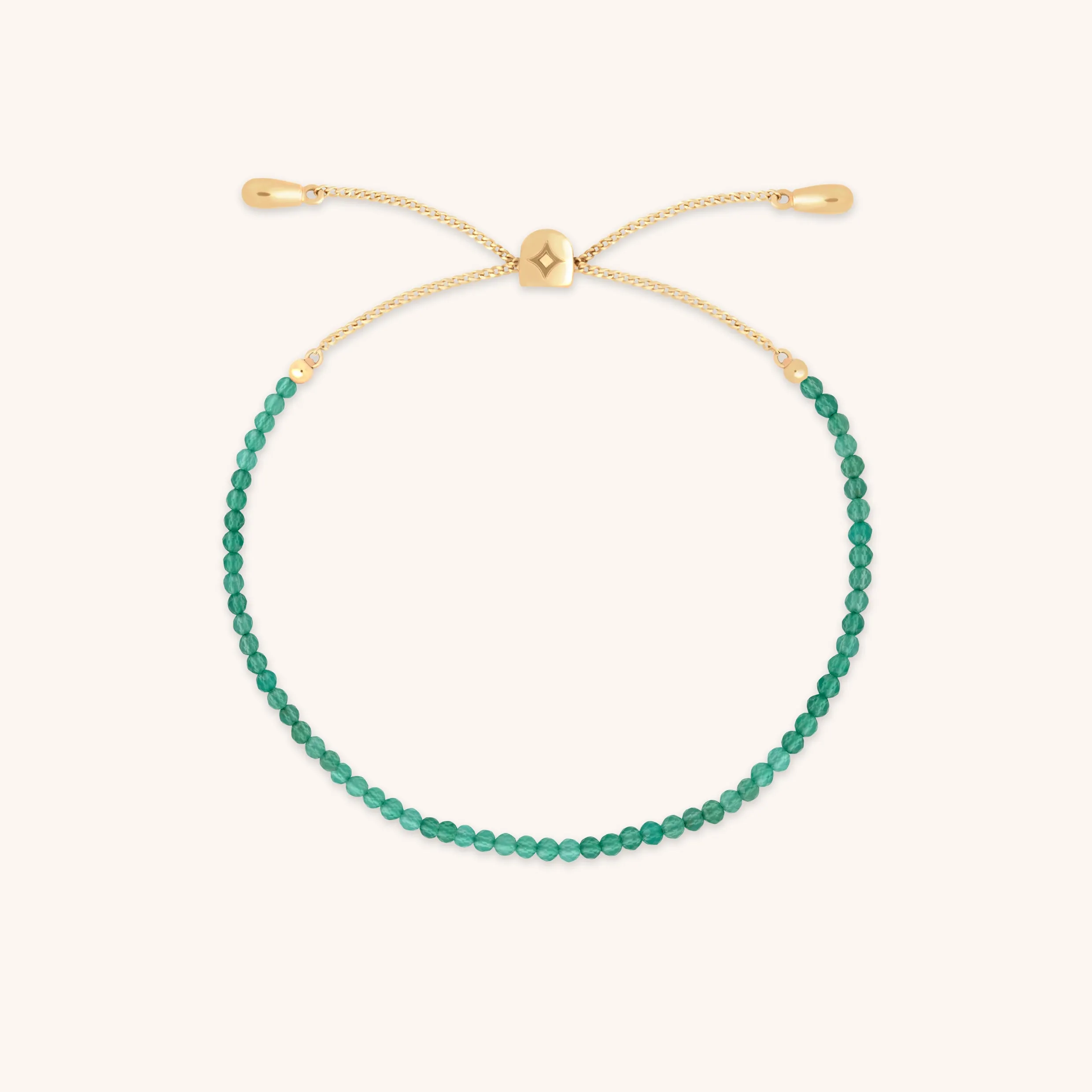 Green Agate Gemstone Bracelet in 9k Gold