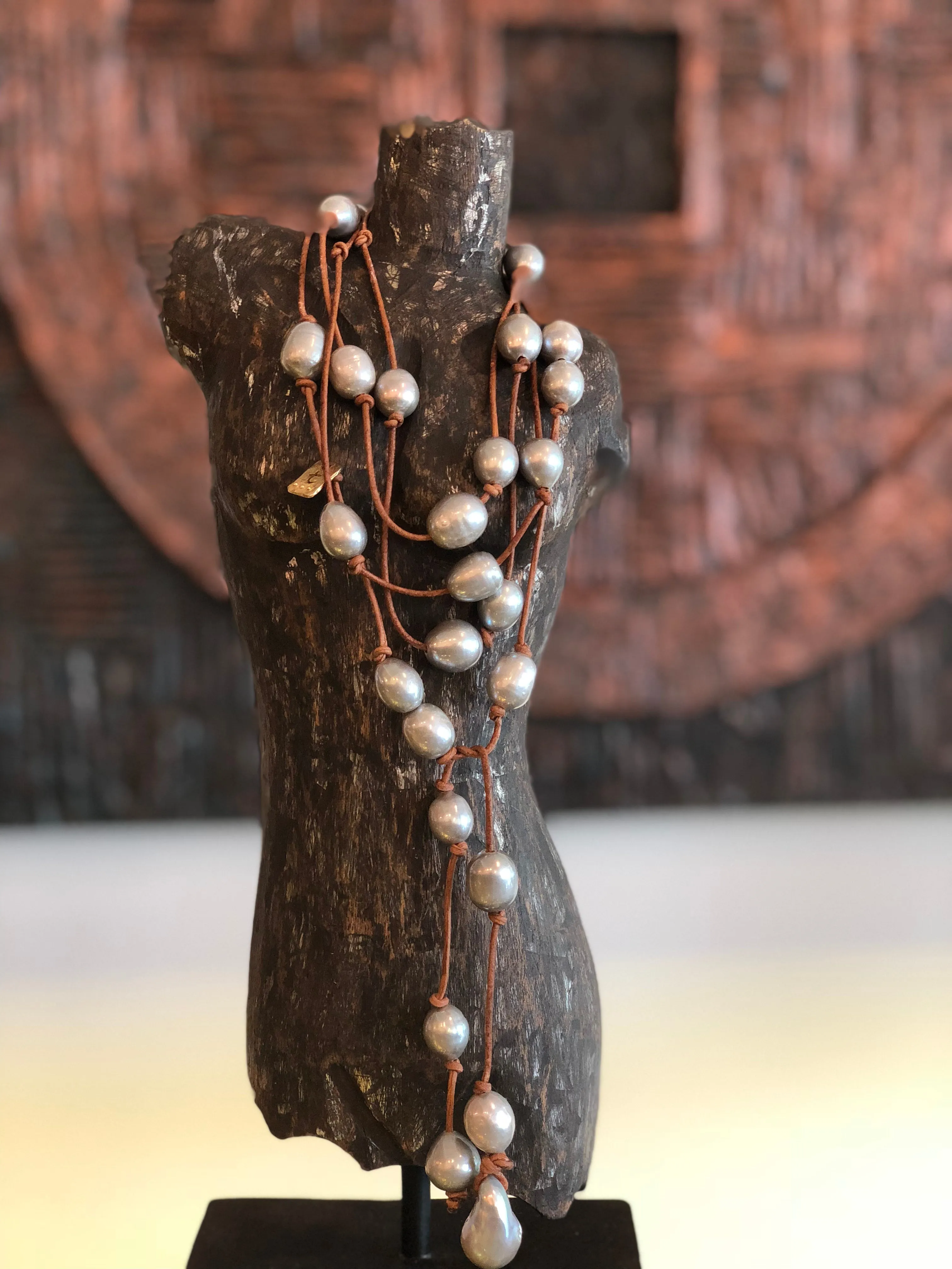 Grey Freshwater Pearl Wrap Necklace