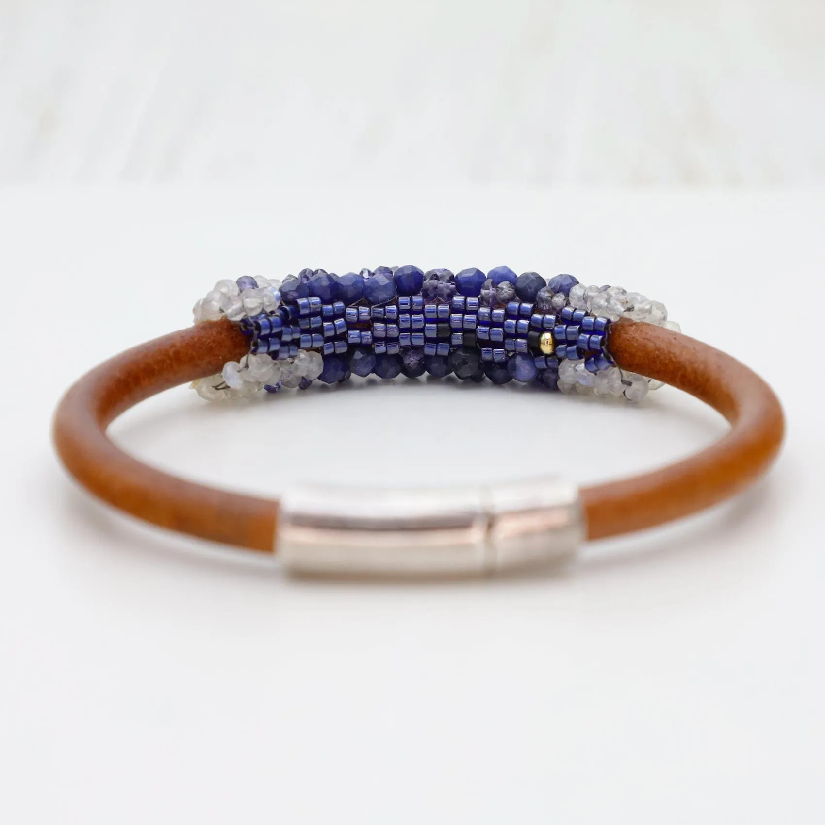 Hand Stitched Sodalite & Moonstone Bracelet