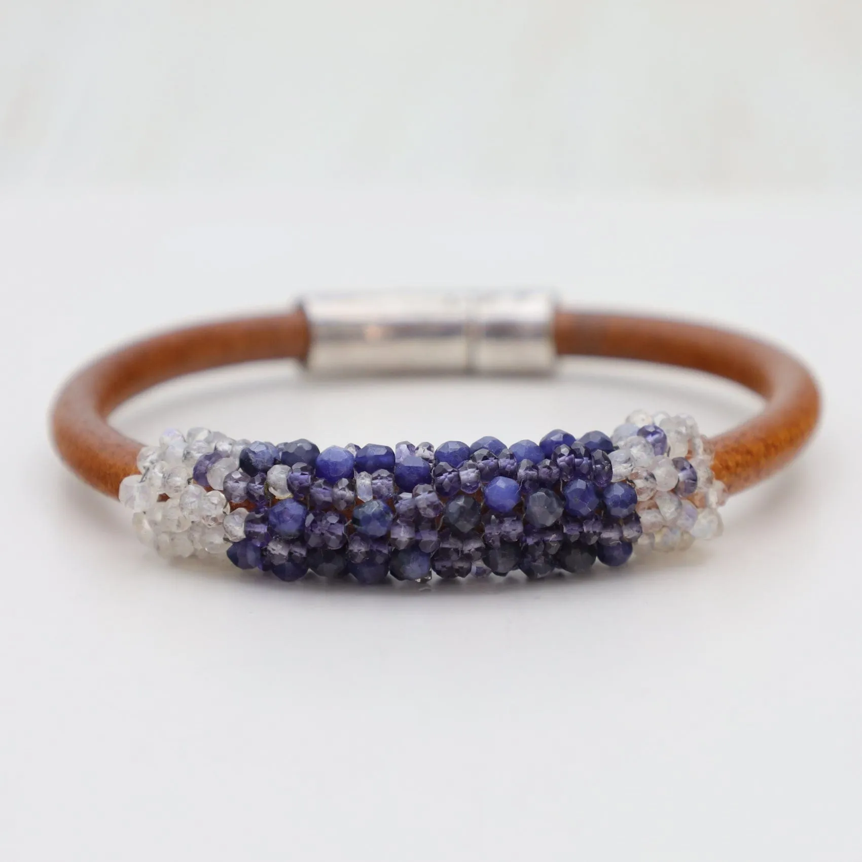 Hand Stitched Sodalite & Moonstone Bracelet