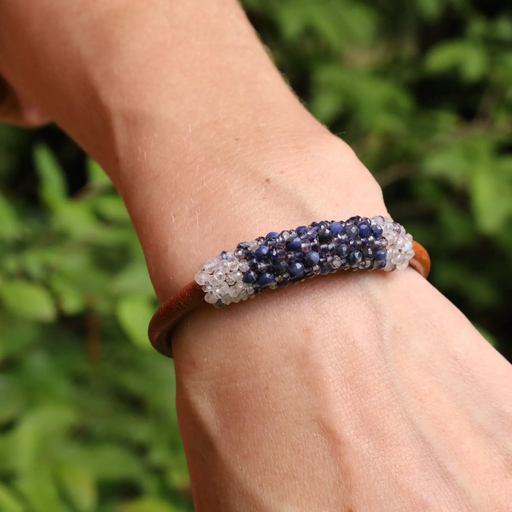 Hand Stitched Sodalite & Moonstone Bracelet