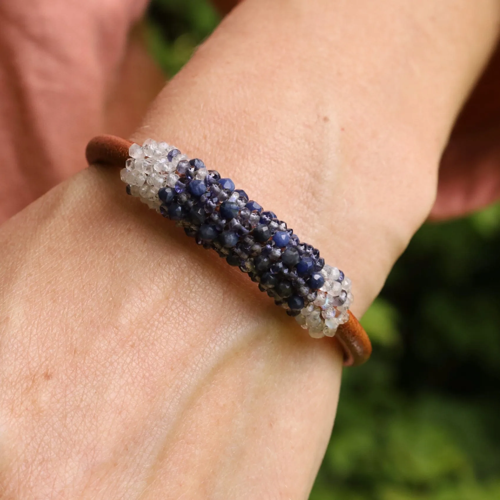 Hand Stitched Sodalite & Moonstone Bracelet