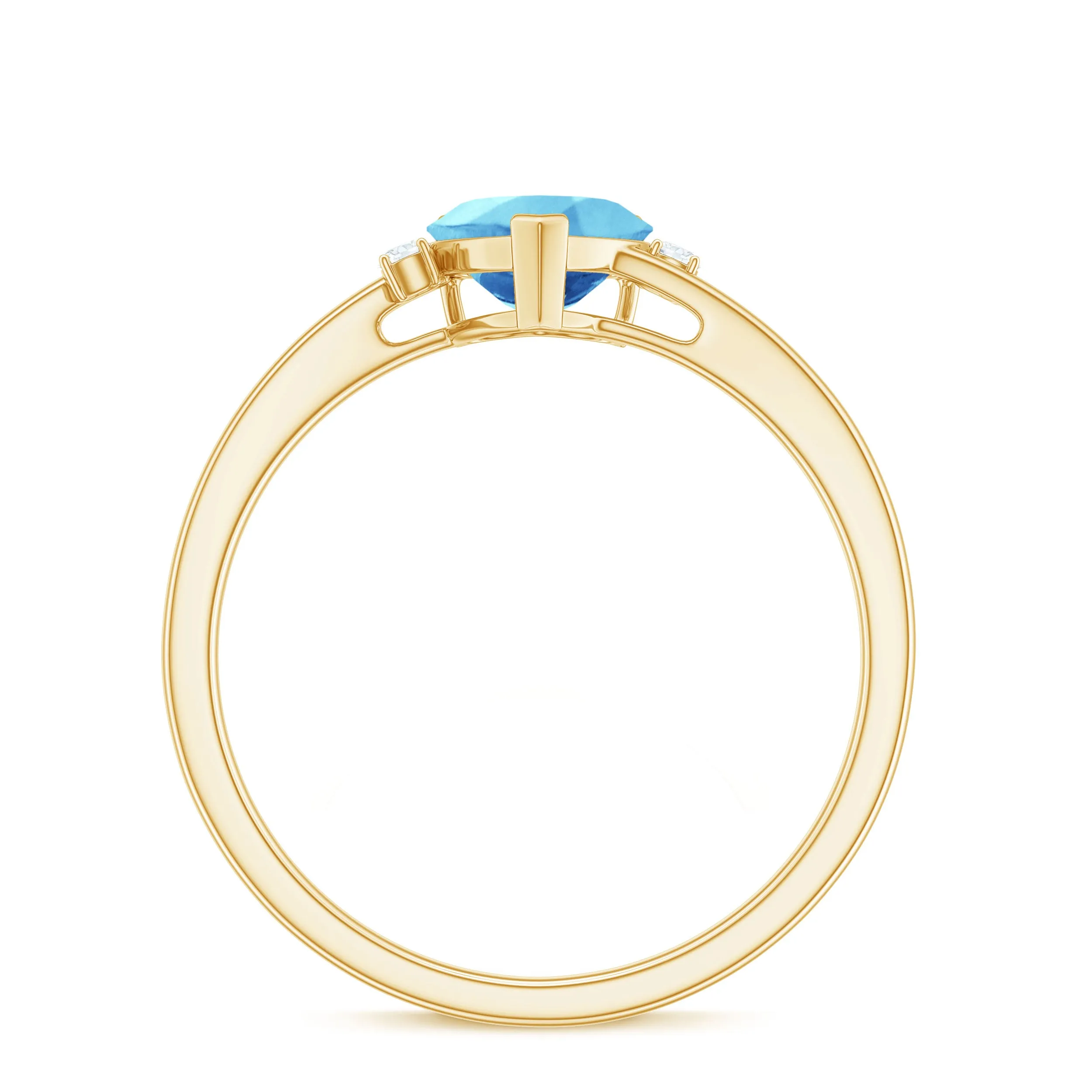 Heart Aquamarine Solitaire Promise Ring with Diamond