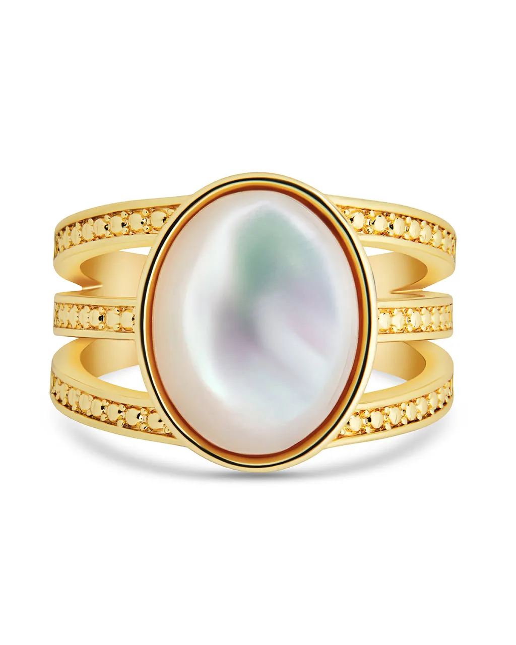 Illyana Moonstone Triple Row Ring