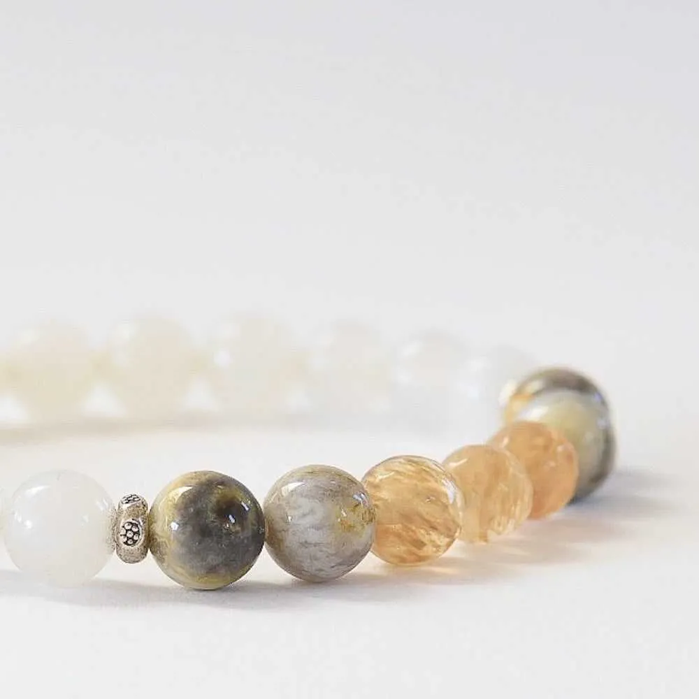 Jasper, Citrine & White Jade Gemstone Bracelet