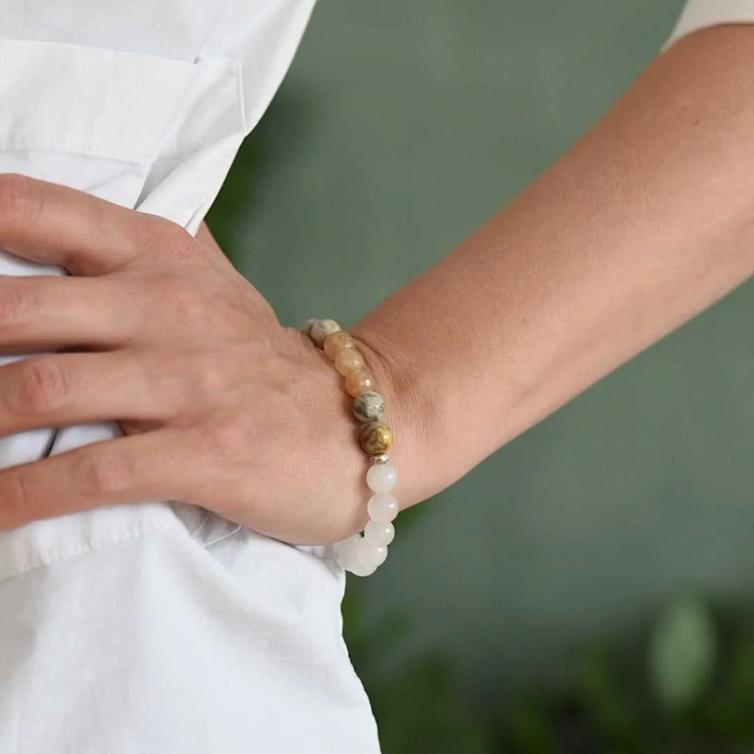 Jasper, Citrine & White Jade Gemstone Bracelet