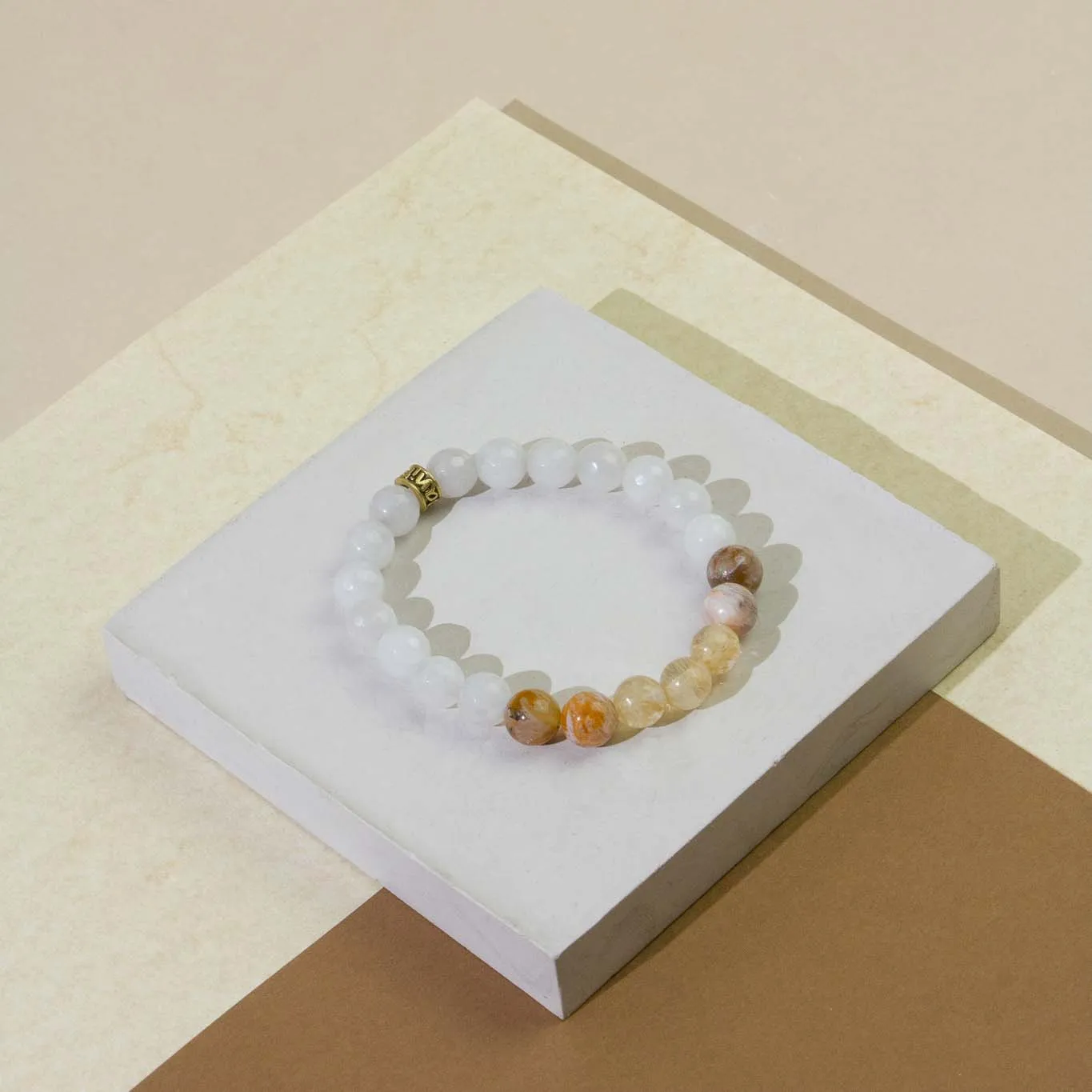 Jasper, Citrine & White Jade Gemstone Bracelet