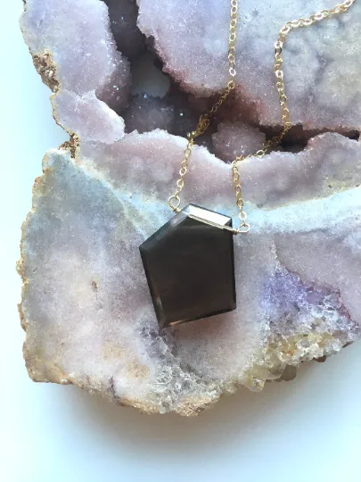 Large Smoky Quartz Necklace - Healing Stone Crystal Necklace - Smokey Quartz Jewelry - Root Chakra Necklace - Grounding Necklacei