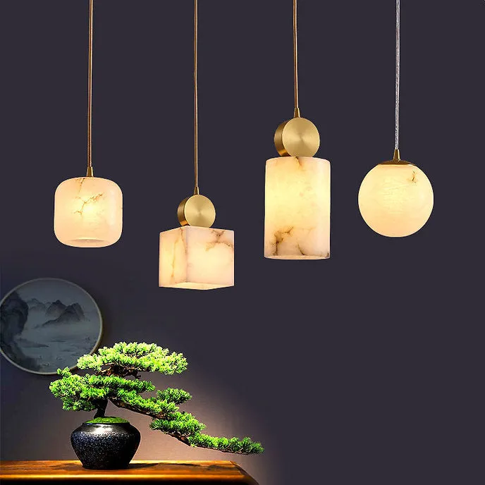 LED Brass & Marble Modern Simple Design Pendant Light