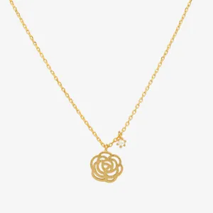 Line rose with pearl necklace