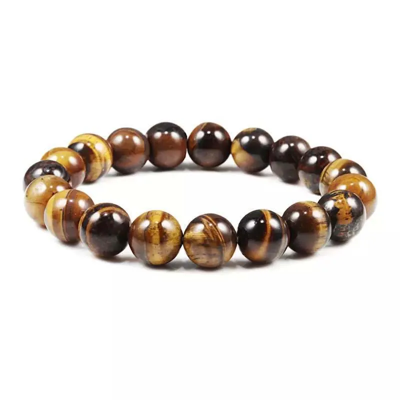 Matte Black Frosted Tiger's Eye Stone Volcanic Stone Beaded Bracelet Natural Stone Citrine Yoga Bracelet