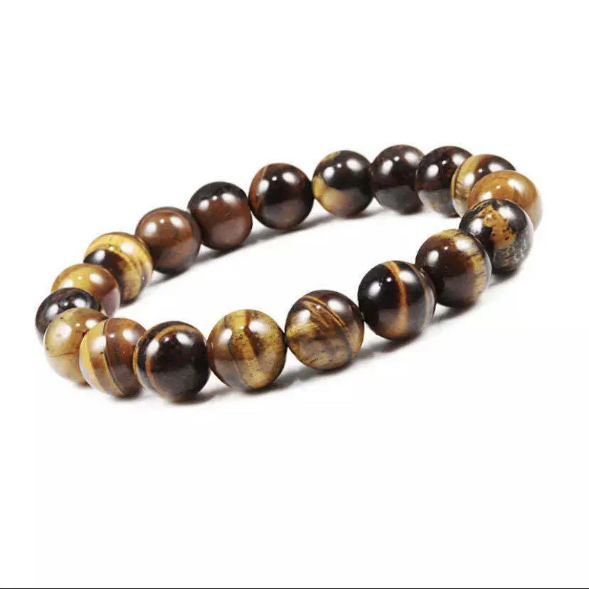 Matte Black Frosted Tiger's Eye Stone Volcanic Stone Beaded Bracelet Natural Stone Citrine Yoga Bracelet