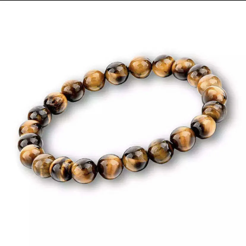 Matte Black Frosted Tiger's Eye Stone Volcanic Stone Beaded Bracelet Natural Stone Citrine Yoga Bracelet