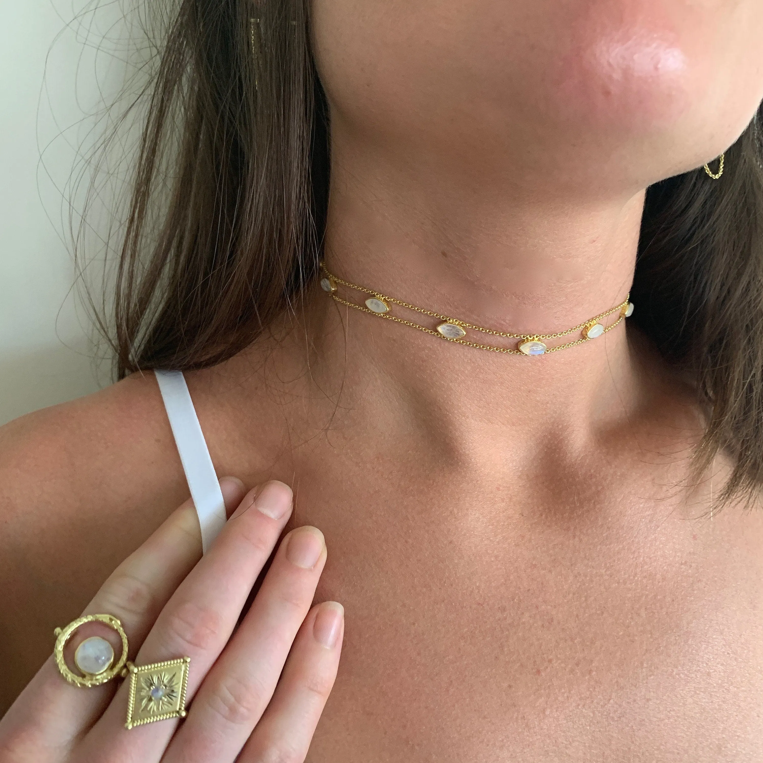 Maya Gold Rainbow Moonstone Choker