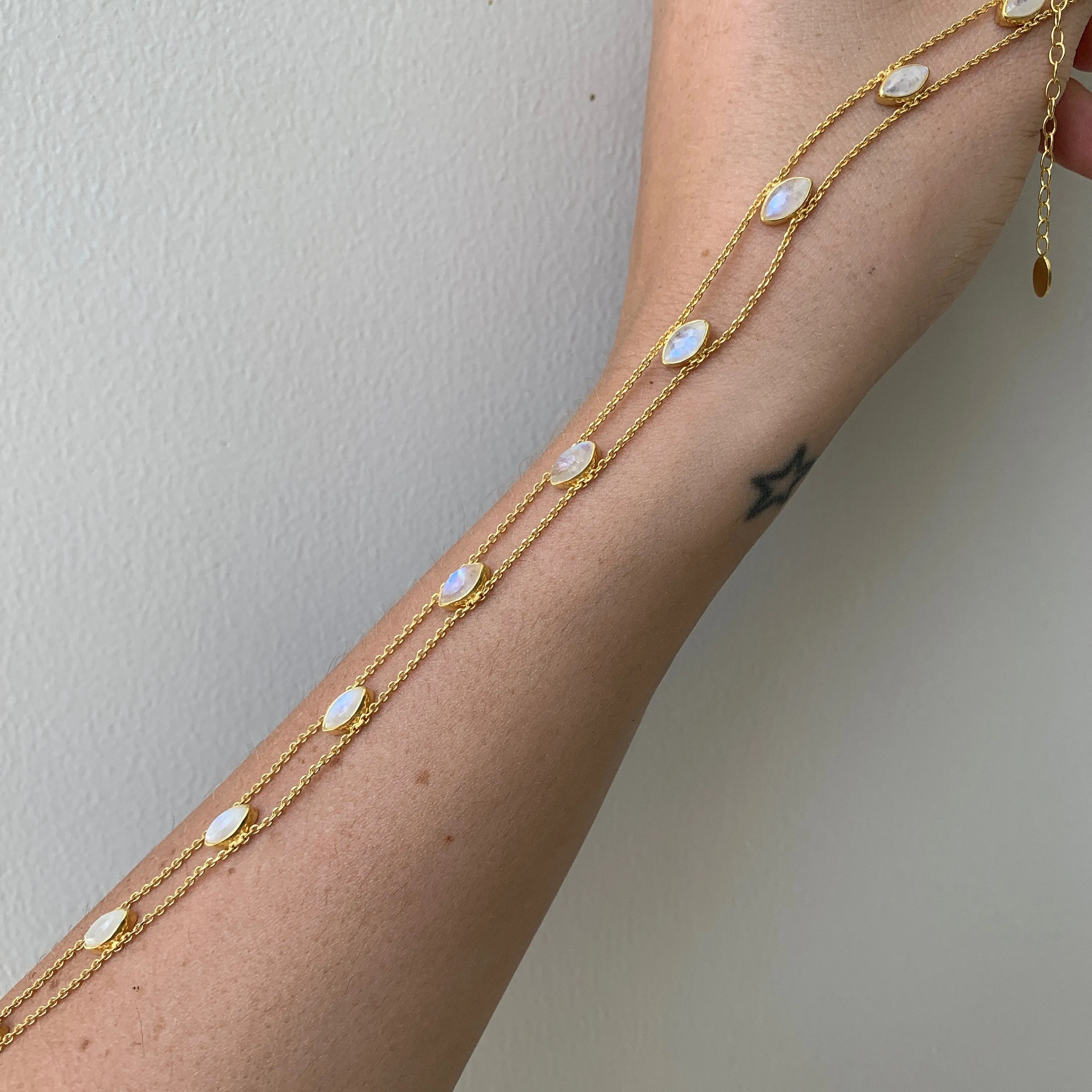 Maya Gold Rainbow Moonstone Choker