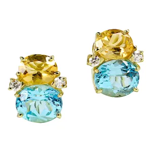 Medium GUM DROP™ Earrings with Citrine and Blue Topaz and Diamonds