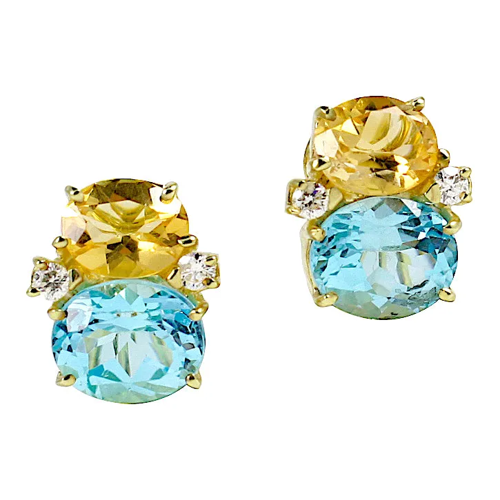 Medium GUM DROP™ Earrings with Citrine and Blue Topaz and Diamonds