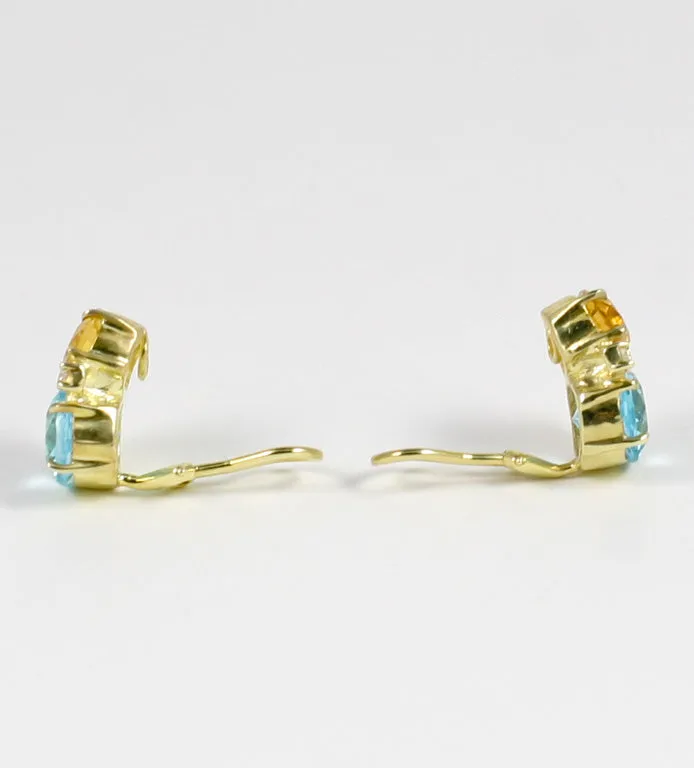 Medium GUM DROP™ Earrings with Citrine and Blue Topaz and Diamonds