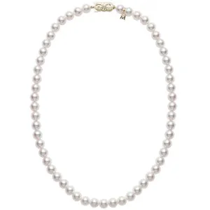 Mikimoto 18K Yellow Gold 6.5x6 Cultured White Pearl Necklace 18in