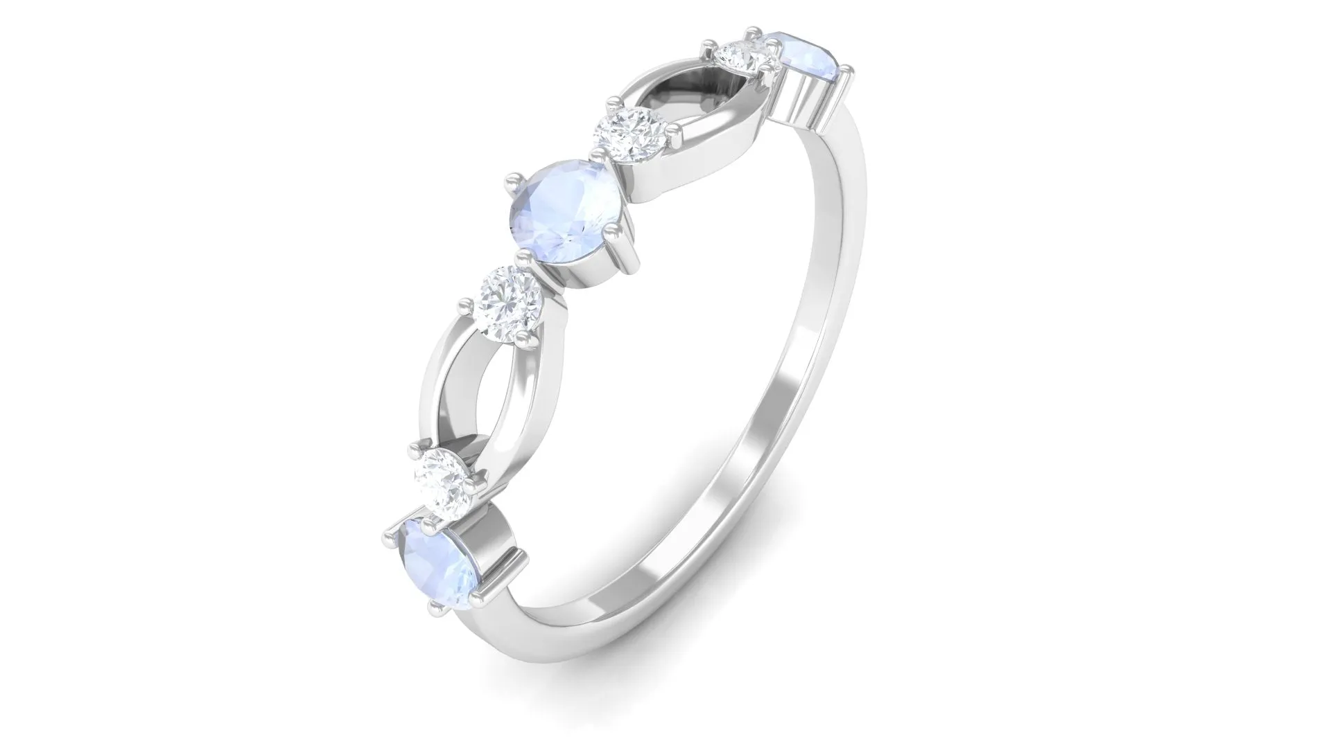 Minimal Promise Ring with Moonstone and Diamond