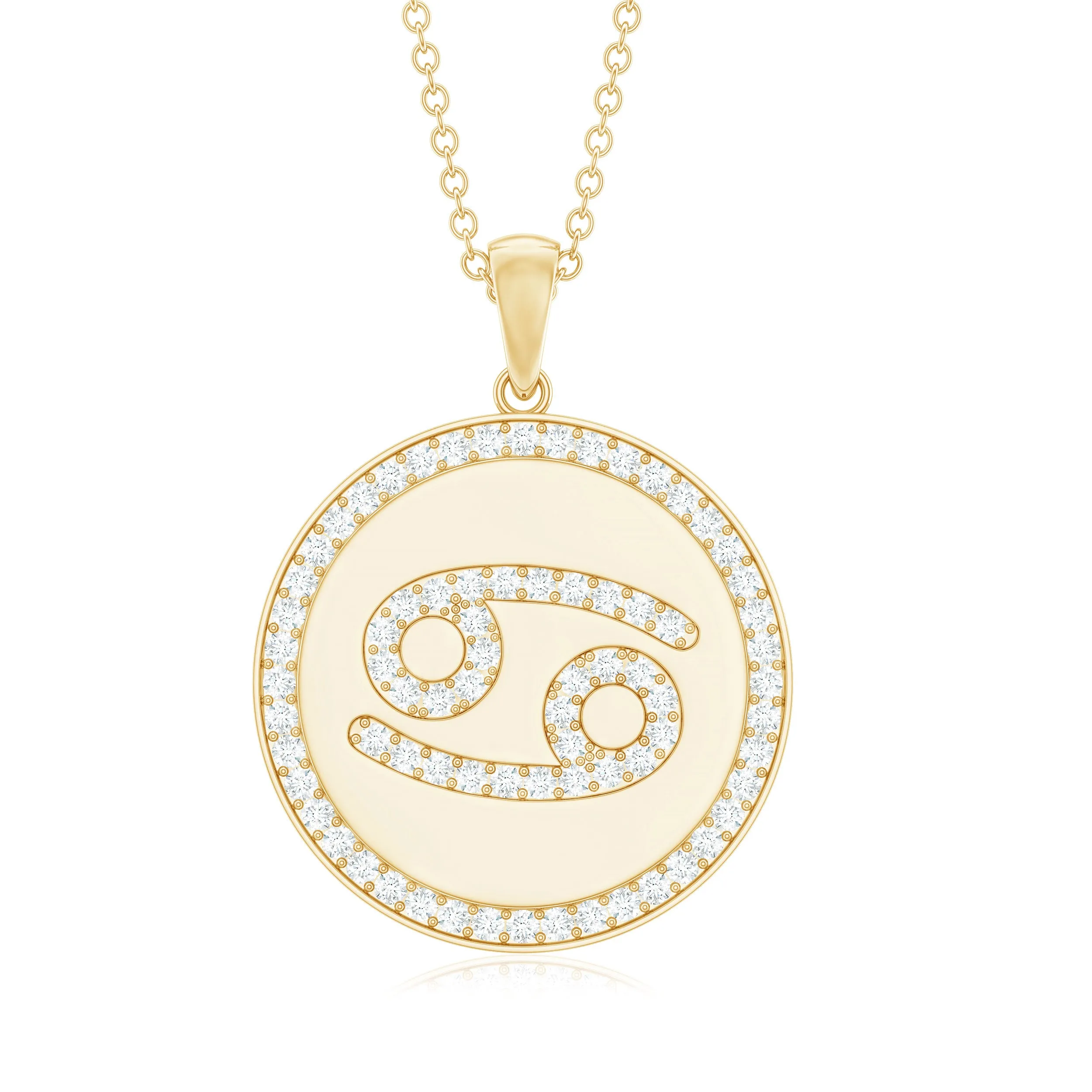 Moissanite Cancer Constellation Disc Pendant