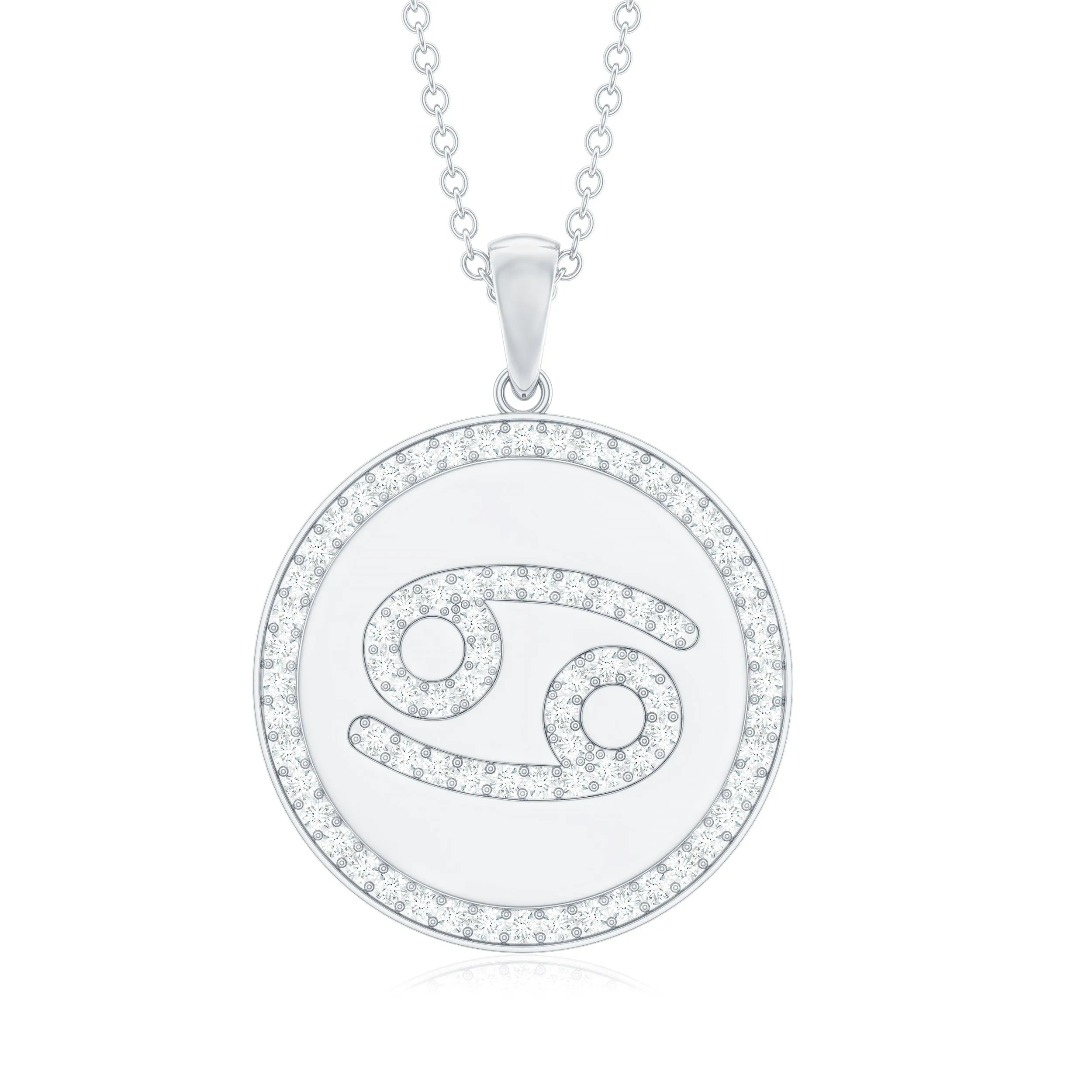 Moissanite Cancer Constellation Disc Pendant