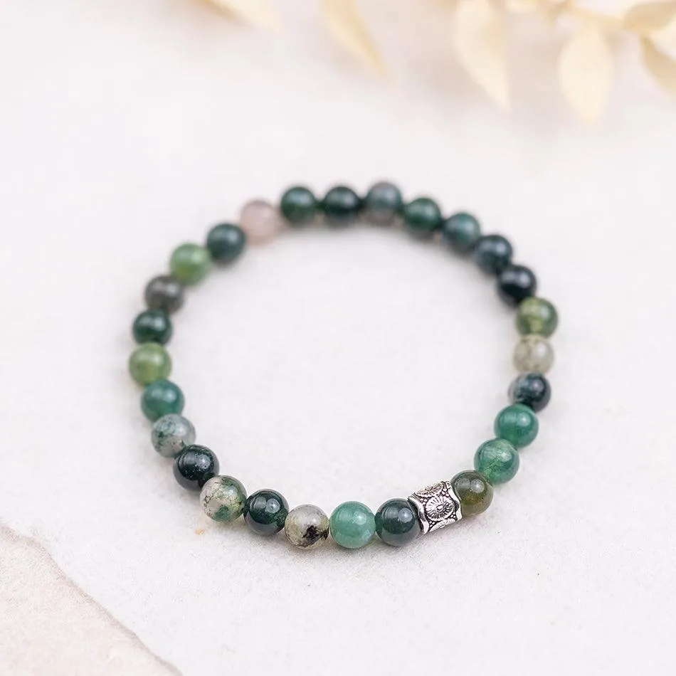 Moss Agate Gemstone Bracelet 6mm